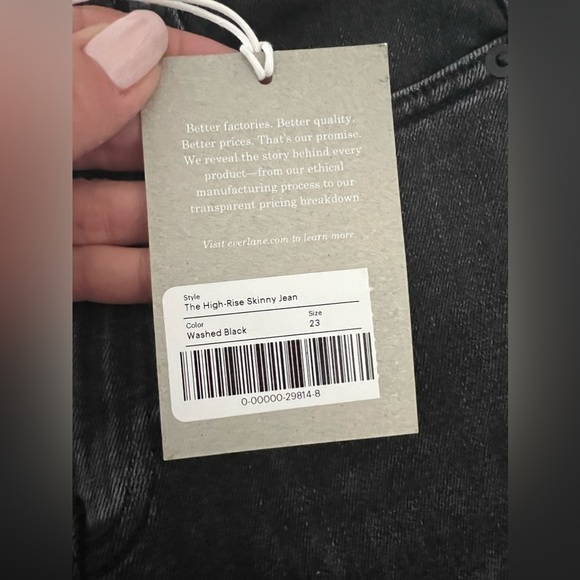 Everlane | Size 23 | High Rise Skinny Jeans | Washed Black | NWT - Picture 9 of 9